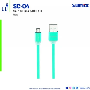 Sc-04 Soft Kablo Micro 3A Çıkışlı Data ve Hızlı Şarj Kablo Mavi