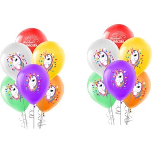 Unicorn Rainbow Baskılı Balon 10'lu