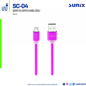 Sc-04 Soft Kablo Micro 3A Çıkışlı Data ve Hızlı Şarj Kablo Mor