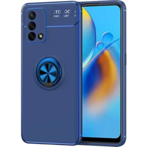 Mobaxaksesuar Oppo Reno A74 4g Kılıf Yüzüklü Magnetli Ravel Case Mavi