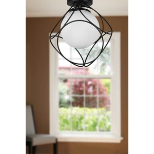 Modern Metal Tekli Siyah-Beyaz Camlı Tavan Montaj Avize