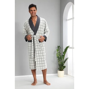 Kareli Jakarlı Bambo Cotton Erkek Sabahlık