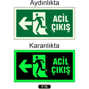 ''fosforlu Acil Çıkış Yön'' Levhası F-10