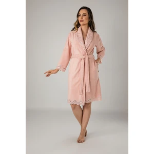 Pudra Dantelli Bambo Cotton Bayan Bornozu