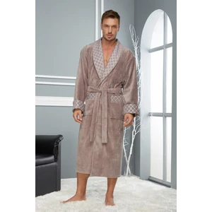 Nefti Renk Yaka Kapitone Bambu Pamuklu Erkek Bornozu