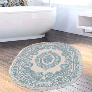 Alanur Home Eko Trend Djt Banyo Paspası Yıkanabilir Kaymaz Taban 747 Oval Klasik Mavi