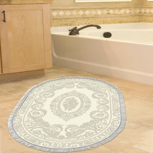 Alanur Home Eko Trend Djt Banyo Paspası Yıkanabilir Kaymaz Taban 747 Oval Klasik Krem