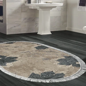 Alanur Home Eko Trend Djt Banyo Paspası Yıkanabilir Kaymaz Taban 660m Oval Suluboya Bej