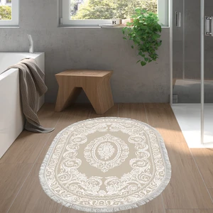 Alanur Home Eko Trend Djt Banyo Paspası Yıkanabilir Kaymaz Taban 747 Oval Klasik Bej
