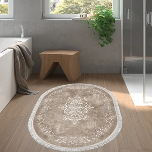 Alanur Home Eko Trend Djt Banyo Paspası Yıkanabilir Kaymaz Taban 616 Oval Klasik Bej
