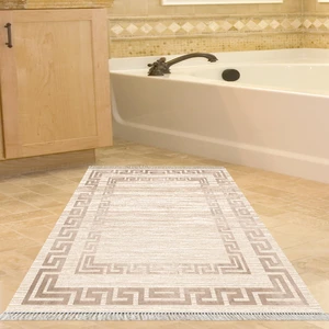 Alanur Home Eko Trend Djt Banyo Paspası Yıkanabilir Kaymaz Taban F5036 Modern Bej