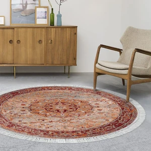 Alanur Home Eko Trend Djt Haı Yıkanabilir Kaymaz Taban P1356 Yuvarlak Vintage Kırmızı