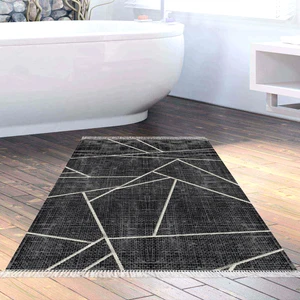 Alanur Home Eko Trend Djt Banyo Paspası Yıkanabilir Kaymaz Taban 717 Modern Siyah