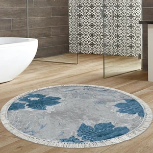 Alanur Home Eko Trend Djt Banyo Paspası Yıkanabilir Kaymaz Taban 660m Yuvarlak Suluboya Mavi