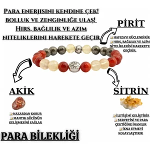 Endoles Doğal Taş Endoles Doğaltaş Para Bereket ve Zenginlik Doğal Taş Tılsım Bilekliği-Pirit Sitrin Akik