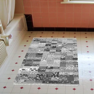 Alanur Home Eko Trend Djt Banyo Paspası Yıkanabilir Kaymaz Taban Mu148 Patchwork Gri