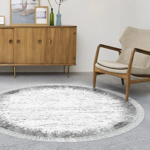 Alanur Home Eko Trend Djt Banyo Paspası Yıkanabilir Kaymaz Taban 1342 Yuvarlak Modern Gri