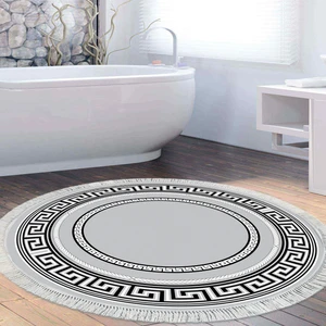 Alanur Home Eko Trend Djt Banyo Paspası Yıkanabilir Kaymaz Taban 651m Yuvarlak Modern Gri