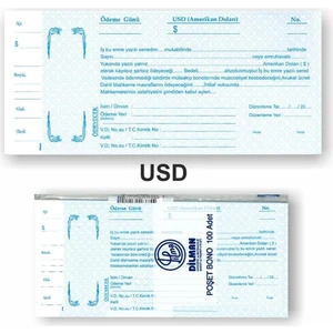 Dilman Dolar Senet Koçanı 100'LÜ Paket  Resmi  Ticari Evraklar