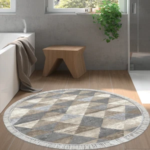 Alanur Home Eko Trend Djt Banyo Paspası Yıkanabilir Kaymaz Taban 661 Yuvarlak Iskandinav Bej