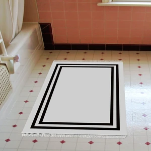 Alanur Home Eko Trend Djt Banyo Paspası Yıkanabilir Kaymaz Taban 1696 Bordürlü Gri Siyah