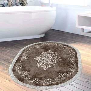 Alanur Home Eko Trend Djt Banyo Paspası Yıkanabilir Kaymaz Taban 616 Oval Klasik Kahve