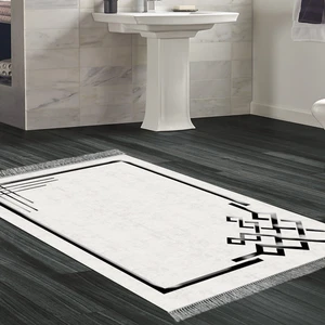 Alanur Home Eko Trend Djt Banyo Paspası Yıkanabilir Kaymaz Taban 1919 Modern Gri Siyah