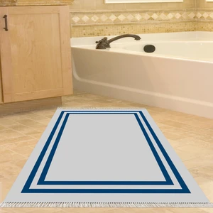 Alanur Home Eko Trend Djt Banyo Paspası Yıkanabilir Kaymaz Taban 1696 Bordürlü Gri Lacivert