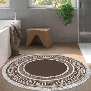 Alanur Home Eko Trend Djt Banyo Paspası Yıkanabilir Kaymaz Taban 651m Yuvarlak Modern Kahve