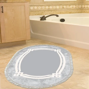 Alanur Home Eko Trend Djt Banyo Paspası Yıkanabilir Kaymaz Taban 657m Oval Modern Gri