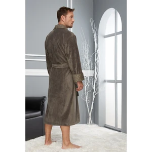 Nefti Renk Yaka Kapitone Bambu Pamuklu Erkek Bornozu