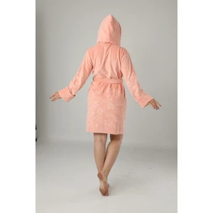 Pudra Eteği Çiçekli Bambu Bayan Bornozu