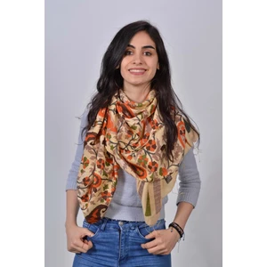 Kadın Ham Ipek Desenli Şal