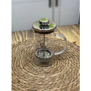 French Press Cam Çay Kahve Bitki Demliği 600 ml. Gümüş