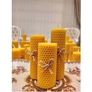 SGR Ticaret Petek Balmumu Set Tasarım Mum Dekoratif Mum 3'lü Set Balmum