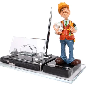 İsme Özel Kabartma Erkek Mühendis Engineer Biblolu Gümüş Mermer Masasütü İsimlik