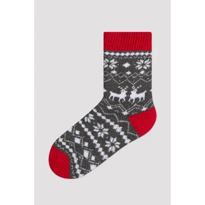 Gri Melanj Unisex Fam Soket Çorap