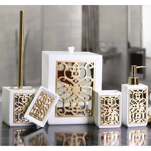 By Selim Sofia 5 Parça Banyo Seti Beyaz Altın