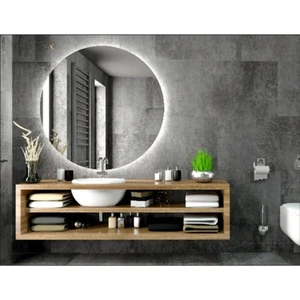 Global Led Mirror 70 cm Çapında Beyaz Ledli Banyo Aynası Konsol Makyaj Aynası 70 cm Düz