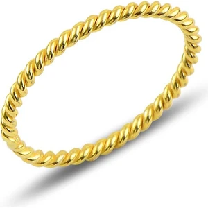 Söğütlü Silver Gümüş İnce Yüzük 925 Ayar Altın Renkli Dönemsel Tasarım