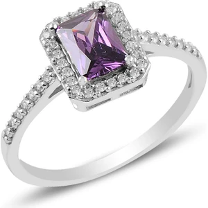 Söğütlü Silver Gümüş Rodyumlu Pırlanta Montürlü Amatis Baget Taşlı Yüzük