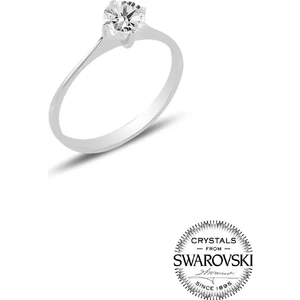 Söğütlü Silver Gümüş Swarovski Tek Taş Yüzük