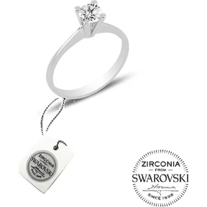 Söğütlü Silver Gümüş Swarovski Tek Taş Yüzük