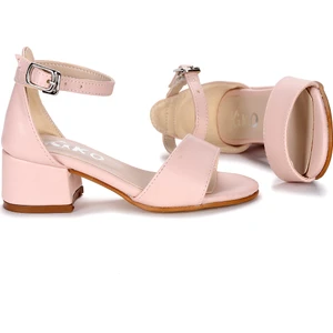 Kiko 769 Kum Cilt Günlük Kız Çocuk 3 cm Topuk Sandalet Ayakkabı Pudra