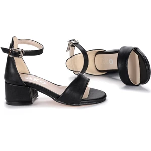 Kiko Kids Sheila Cilt Günlük Kız Çocuk 4 Cm Topuklu Sandalet Abiye Ayakkabı