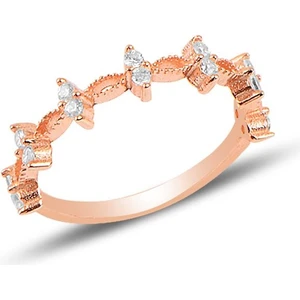 Söğütlü Silver Gümüş Rose Zirkon Taşlı Crown Yüzük