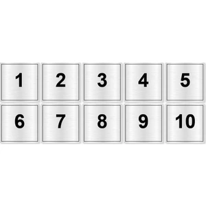 Orse Reklam Metal Masa & Dolap Numarası 5 X5CM 10'lu 1-10 Gümüş Metal