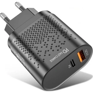 20W USB Qc3.0 Şarj Pd3.0 Hızlı Şarj Başlık - Siyah