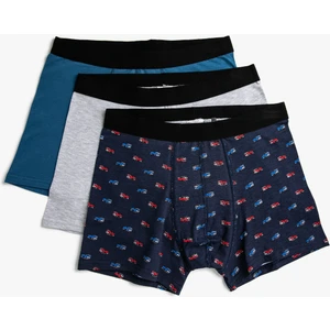 Desenli Pamuklu Basic 3'lü Boxer Seti