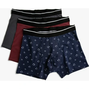 Desenli Pamuklu Basic 3'lü Boxer Seti